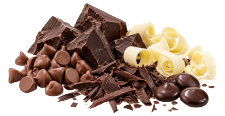 Assortiment de pépites, copeaux et morceaux de chocolat