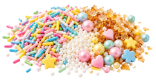 Assortiment de vermicelles, perles et décors à base de sucre