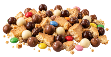 Éclats de biscuits, céréales enrobées et lentilles de chocolat